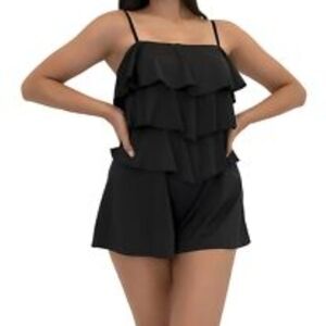 Black Ruffle Tiered Romper